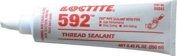 Loctite - 250 mL Tube, White, Medium Strength Paste Threadlocker - Series 592, 72 hr Full Cure Time, Hand Tool, Heat Removal - Makers Industrial Supply