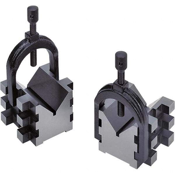 TESA Brown & Sharpe - 2" Max Capacity, 90° Angle, Hardened Steel V-Block - 2-1/2" Long x 2-1/2" Wide x 2" High, Sold as 2 Block Set - Makers Industrial Supply