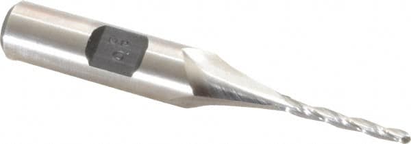 Made in USA - 0.5° Taper Angle per Side, 3/32" Small End Diam, 3/4" LOC, High Speed Steel 3 Flute Tapered Ball End Mill - 2-1/2" OAL, 3/8" Shank Diam - Makers Industrial Supply