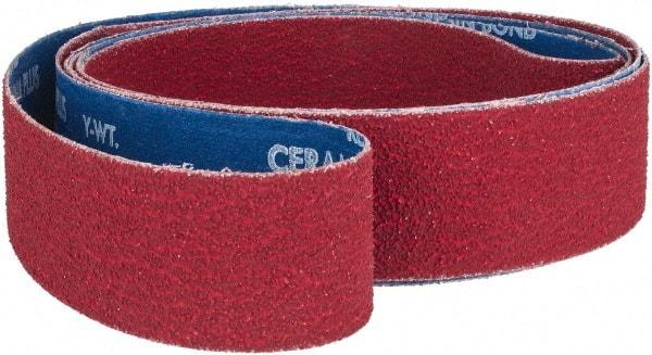 Norton - 2" Wide x 132" OAL, 36 Grit, Ceramic Abrasive Belt - Ceramic, Very Coarse, Coated, Y Weighted Cloth Backing, Series R981 - Makers Industrial Supply