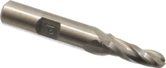 Made in USA - 1° Taper Angle per Side, 1/4" Small End Diam, 3/4" LOC, High Speed Steel 3 Flute Tapered Ball End Mill - 2-1/2" OAL, 3/8" Shank Diam - Makers Industrial Supply