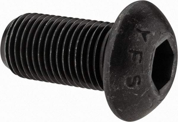 Value Collection - 1/2-20 UNF Hex Socket Drive, Button Screw - Alloy Steel, Black Oxide Finish, Fully Threaded, 1" Length Under Head - Makers Industrial Supply