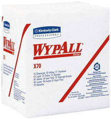 WypAll - X70 1/4 Fold Shop Towel/Industrial Wipes - Poly Pack, 12-1/2" x 12-1/2" Sheet Size, White - Makers Industrial Supply