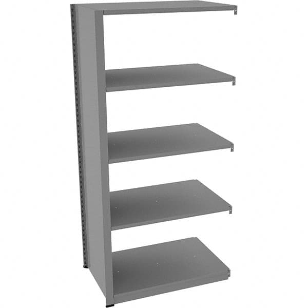 Tennsco - 5 Shelf Add-On Open Steel Shelving - 36" Wide x 76" High x 24" Deep, Medium Gray - Makers Industrial Supply