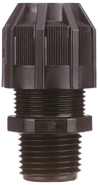 Thomas & Betts - 1/2 to 3/4" Cable Capacity, Liquidtight, Straight Strain Relief Cord Grip - 3/4 NPT Thread, 2-3/16" Long, Nylon - Makers Industrial Supply