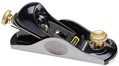 Stanley - 6-3/8" OAL, 1-5/8" Blade Width, Block Plane - High Carbon Steel Blade, Cast Iron Body - Makers Industrial Supply