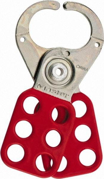 Master Lock - Single Jaw, 1" Jaw Diam, 6 PadLocks, Steel Lockout Hasp - Scissor Action, 4-1/2" Long, Red - Makers Industrial Supply