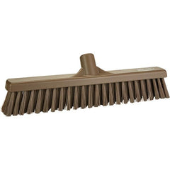 Vikan - 16" Fine Particle Polyester Push Broom - 2" Bristle Length, Plastic Block, European Threaded Handle Connection, Handle Sold Separately - Makers Industrial Supply