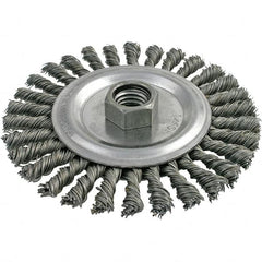 Brush Research Mfg. - 4" OD, 5/8-11 Arbor Hole, Stringer Bead Stainless Steel Wheel Brush - 3/16" Face Width, 7/8" Trim Length, 20,000 RPM - Makers Industrial Supply