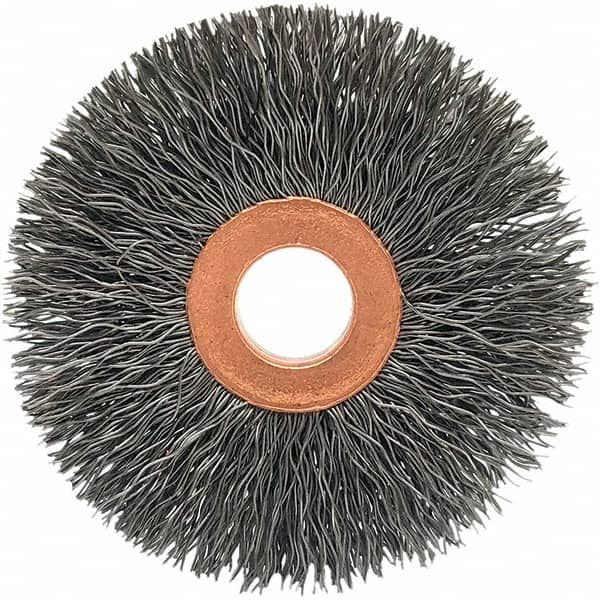 Brush Research Mfg. - 2-1/2" OD, 1/2" Arbor Hole, Crimped Stainless Steel Wheel Brush - Makers Industrial Supply