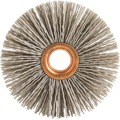 Brush Research Mfg. - 1-1/4" OD, 3/8" Arbor Hole, Crimped Abrasive Nylon Wheel Brush - 5/16" Face Width, 1/4" Trim Length, 20,000 RPM - Makers Industrial Supply