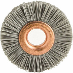 Brush Research Mfg. - 4" OD, 5/8" Arbor Hole, Crimped Abrasive Nylon Wheel Brush - 3/4" Face Width, 1-7/16" Trim Length, 20,000 RPM - Makers Industrial Supply