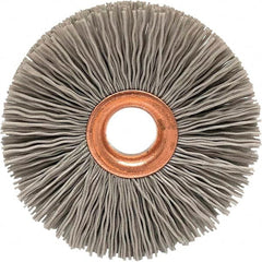 Brush Research Mfg. - 3-1/2" OD, 5/8" Arbor Hole, Crimped Abrasive Nylon Wheel Brush - 3/4" Face Width, 3/16" Trim Length, 20,000 RPM - Makers Industrial Supply