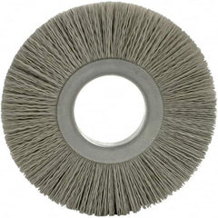 Brush Research Mfg. - 8" OD, 3-1/4" Arbor Hole, Crimped Abrasive Nylon Wheel Brush - 17/32" Face Width, 1-7/8" Trim Length, 5,000 RPM - Makers Industrial Supply