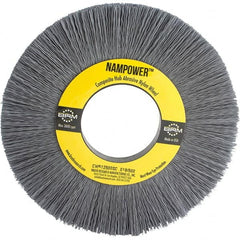 Brush Research Mfg. - 6" OD, 2" Arbor Hole, Crimped Abrasive Nylon Wheel Brush - 1" Face Width, 1-1/2" Trim Length, 3,600 RPM - Makers Industrial Supply