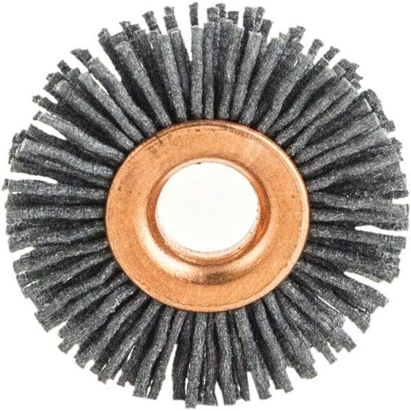 Brush Research Mfg. - 3" OD, 5/8" Arbor Hole, Crimped Abrasive Nylon Wheel Brush - 1/2" Face Width, 1" Trim Length, 20,000 RPM - Makers Industrial Supply