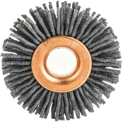 Brush Research Mfg. - 1" OD, 3/8" Arbor Hole, Crimped Abrasive Nylon Wheel Brush - 1/4" Face Width, 1/8" Trim Length, 20,000 RPM - Makers Industrial Supply