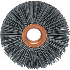 Brush Research Mfg. - 3" OD, 1/2" Arbor Hole, Crimped Abrasive Nylon Wheel Brush - 1/2" Face Width, 1" Trim Length, 20,000 RPM - Makers Industrial Supply