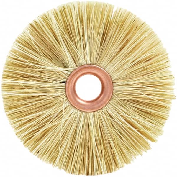 Brush Research Mfg. - 2" OD, 1/2" Arbor Hole, Crimped Tampico Wheel Brush - 3/8" Face Width, 9/16" Trim Length, 20,000 RPM - Makers Industrial Supply