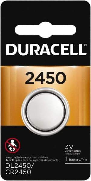 Duracell - Size CR2450, Lithium, Button & Coin Cell Battery - 3 Volts - Makers Industrial Supply