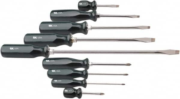 SK - 9 Piece Phillips & Slotted Screwdriver Set - Bit Sizes: Philips #0 to #2 - Makers Industrial Supply