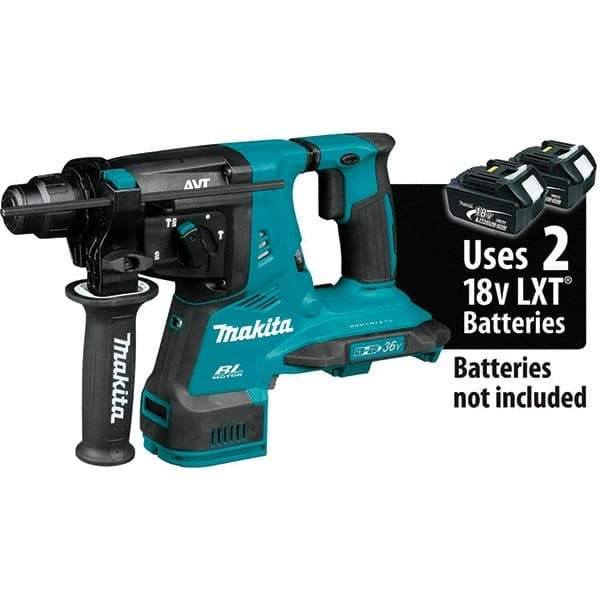 Makita - 36 Volt 1-1/8" SDS Plus Chuck Cordless Rotary Hammer - 5000 BPM, 0 to 980 RPM, Reversible - Makers Industrial Supply