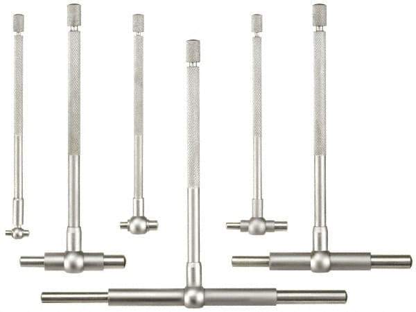 Fowler - 6 Piece, 5/16 to 6 Inch, Hardened Tool Steel Contact Point Ends, Satin Chrome Finish, Telescoping Gage Set - Includes Fitted Vinyl Case - Makers Industrial Supply