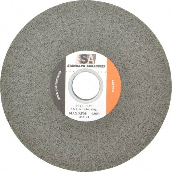 Standard Abrasives - 6" Diam, 1" Face Width, 1" Center Hole, Fine Grade, Silicon Carbide Deburring Wheel - Convolute, Medium Density 8 Grade, 6,000 RPM - Makers Industrial Supply