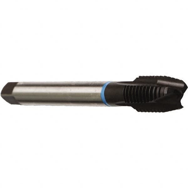 Emuge - M16x2.00 Metric Coarse, 3 Flutes, Plug Chamfer, Nitride Finish, Cobalt Spiral Point STI Tap - 0.5512" Shank Diam, 0.4331" Square Size, 6H (mod) Class of Fit, Series Rekord B-VA - Exact Industrial Supply