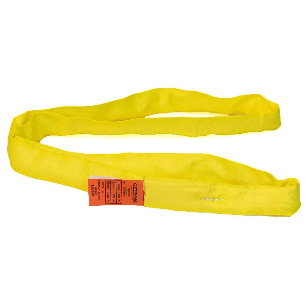 Slings & Tiedowns (Load-Rated); Sling Type: Round; Length (Feet): 8; Vertical Capacity (Lb.): 8400; Choker Capacity (Lb.): 6720; Basket Capacity (Lb.): 16800; Eye Type: No Eye; Sling Material: Polyester; Sling Width: 2.1 in; Sling Diameter: 1.1 in; Maximu