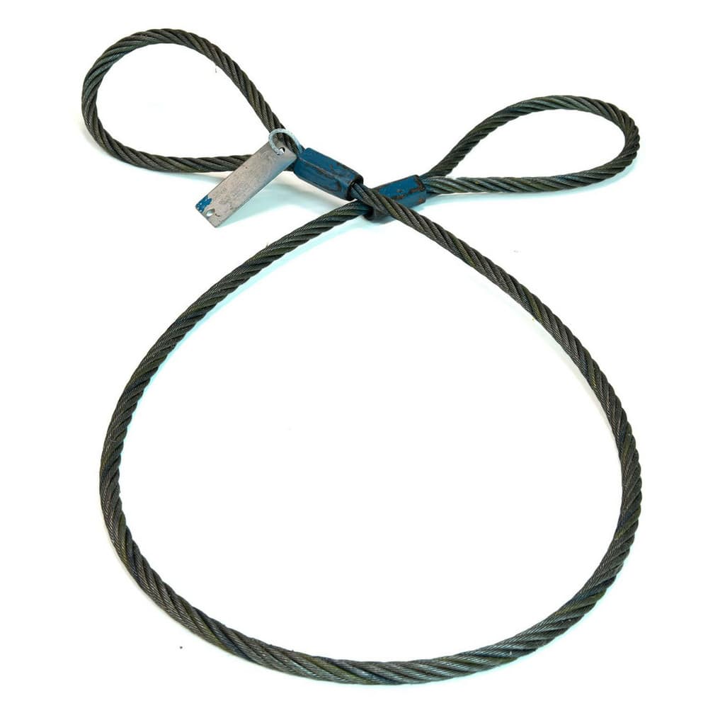 Slings & Tiedowns (Load-Rated); Sling Type: Wire Rope; Length (Feet): 14; Vertical Capacity (Lb.): 11200; Choker Capacity (Lb.): 8200; Width (Inch): 0; Basket Capacity (Lb.): 22000; Eye Type: Large Flemish Eye; Sling Material: Steel; Sling Width: 0 in; Sl