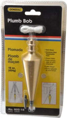 General - 5-3/4 Inch Long, 1-1/2 Inch Diameter Brass Plumb Bob - 16 Ounce, Has Replacable Tip - Makers Industrial Supply