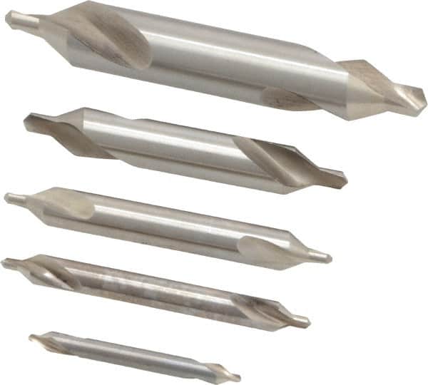 Keo - 5 Piece, #1 to 5, Plain Edge, High Speed Steel Combo Drill & Countersink Set - 60° Incl Angle - Makers Industrial Supply