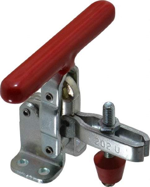 De-Sta-Co - 200 Lb Holding Capacity, Vertical Handle, Manual Hold Down Toggle Clamp - 65° Handle Movement, 105° Bar Opening, U-Bar, Flanged Base, Electro-Plated Zinc, Carbon Steel - Makers Industrial Supply