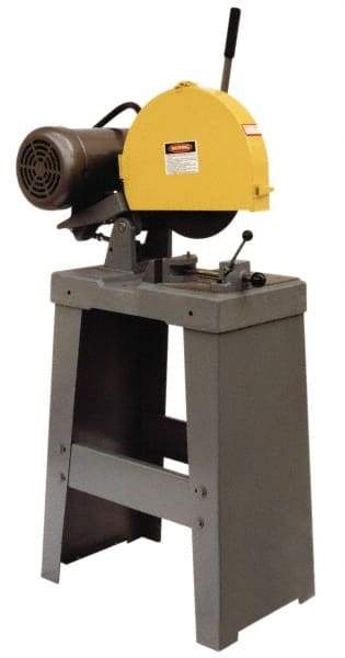 Kalamazoo - 14" Blade Diam, 1" Arbor Hole, Straight Chop & Cutoff Saw - 3 Phase, 4,400 RPM, 5 hp, 220/440 Volts, 2-1/2" in Solids at 90°, 3" in Pipe at 90° - Makers Industrial Supply