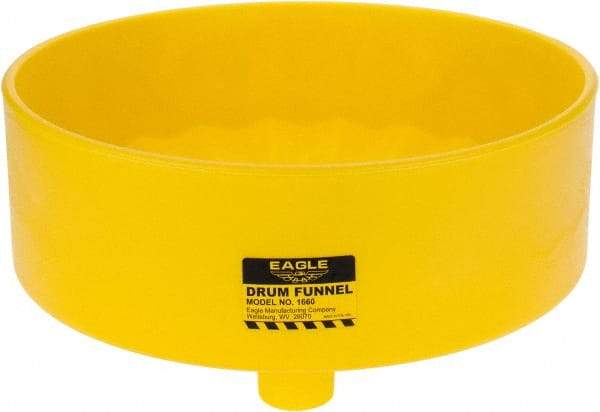 Eagle - 7" High x 18" Diam, Polyethylene, Drum Funnel - 30 to 55 Gal Drum/Pail Capacity - Makers Industrial Supply