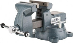 Wilton - 6" Jaw Width x 5-3/4" Jaw Opening Capacity, 4-1/8" Throat Depth, Bench & Pipe Combination Vise - 1/4 to 3-1/2" Pipe Capacity, Swivel Base, Bolt Down Attachment, Ductile Iron - Makers Industrial Supply