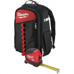 Milwaukee Tool - 22 Pocket Black & Red Ballistic Nylon Backpack Tool Bag - 11" Wide x 7-7/8" Deep x 19-5/8" High - Makers Industrial Supply