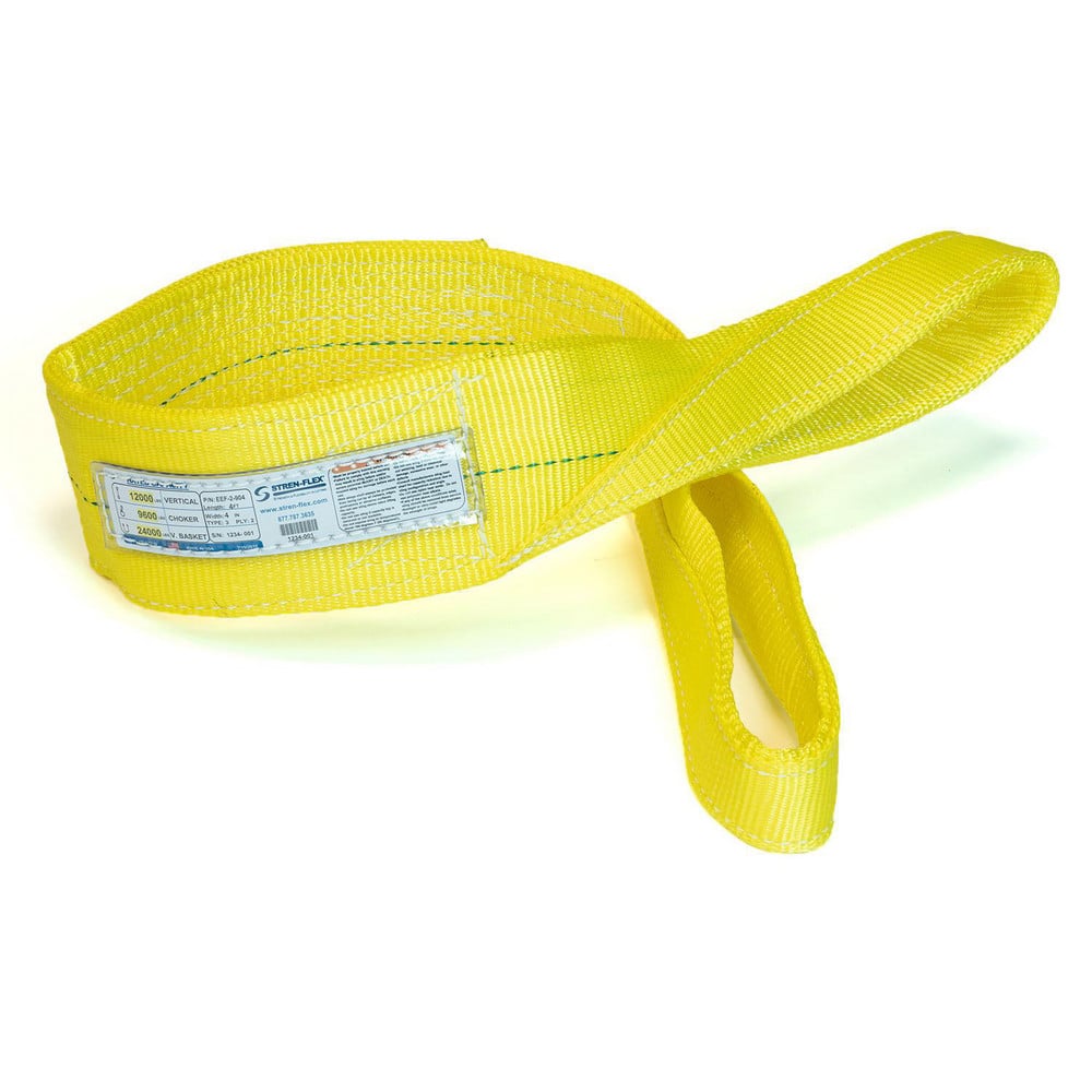 Slings & Tiedowns (Load-Rated); Sling Type: Eye & Eye; Length (Feet): 14; Vertical Capacity (Lb.): 8900; Choker Capacity (Lb.): 7200; Width (Inch): 3; Basket Capacity (Lb.): 17800; Eye Type: Flat Eye; Sling Material: Polyester; Sling Width: 3 in; Eye Leng