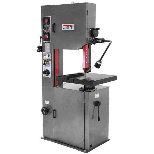 Jet - 15-1/2 Inch Throat Capacity, Variable Speed Pulley Vertical Bandsaw - 82 to 330 (Low), 985 to 3950 (High) SFPM, 2 HP, Three Phase - Makers Industrial Supply