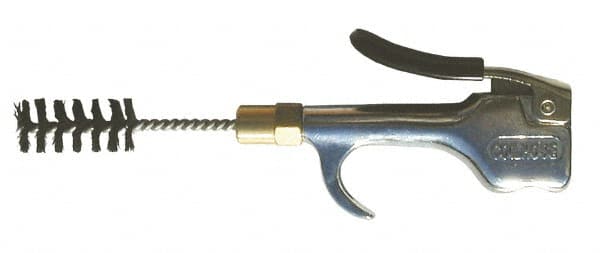 Coilhose Pneumatics - 150 Max psi Brush Tip Thumb Lever Blow Gun - 1/4 NPT, 4-1/2" Tube Length, Zinc Body, Brass Tip, Steel Brush - Makers Industrial Supply