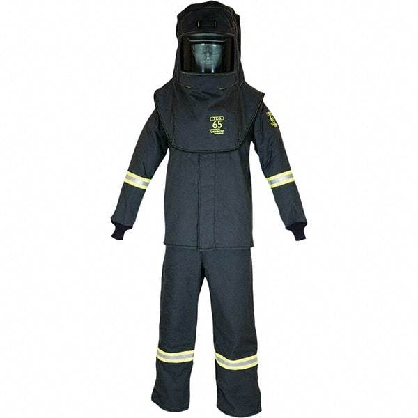 Oberon - Size 5XL, 4 HRC, 12.5 oz Arc Flash Clothing Kit - 76 cal per Sq cm, Hood Protection, Bib Overalls - Makers Industrial Supply