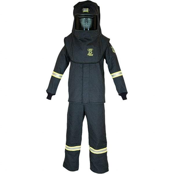 Oberon - Size 2XL, 3 HRC, 10.7 oz Arc Flash Clothing Kit - 27 cal per Sq cm, Hood Protection, Bib Overalls - Makers Industrial Supply