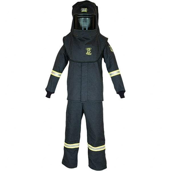 Oberon - Size L, 3 HRC, 10.7 oz Arc Flash Clothing Kit - 27 cal per Sq cm, Hood Protection, Bib Overalls - Makers Industrial Supply