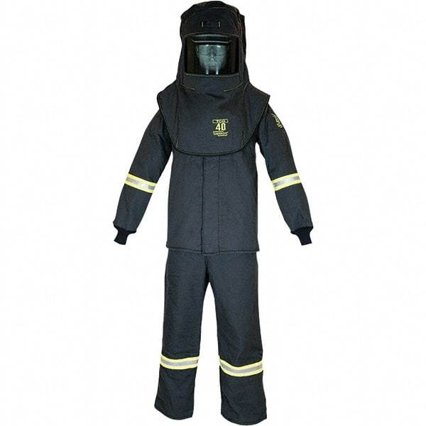 Oberon - Size 2XL, 4 HRC, 10.7 oz Arc Flash Clothing Kit - 46 cal per Sq cm, Hood Protection, Bib Overalls - Makers Industrial Supply