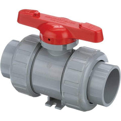 Asahi/America - 3" Pipe, Standard Port, CPVC True Union Design Ball Valve - Inline - Two Way Flow, Socket Ends, Tee Handle, 150 WOG - Makers Industrial Supply