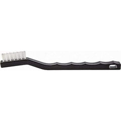 Brush Research Mfg. - 3 Rows x 7 Columns Nylon Scratch Brush - 1/2" Brush Length, 7-1/4" OAL, 1/2 Trim Length, Wood Curved Back Handle - Makers Industrial Supply