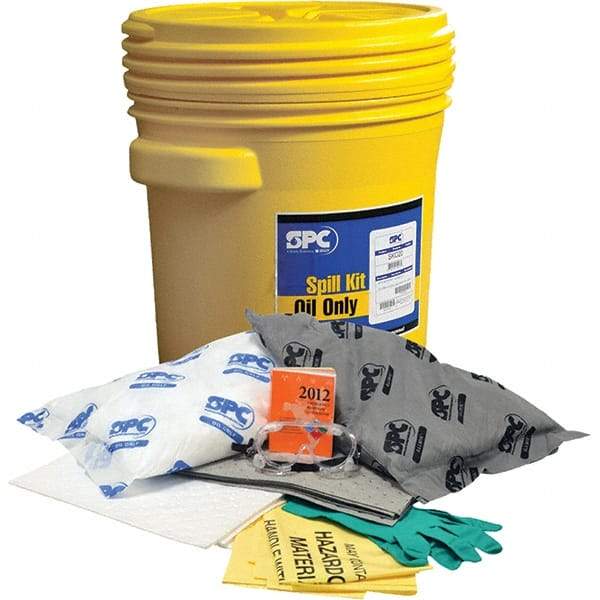 Brady SPC Sorbents - 17 Gal Capacity Oil Only & Universal Spill Kit - 20 Gal Polyethylene Drum - Makers Industrial Supply