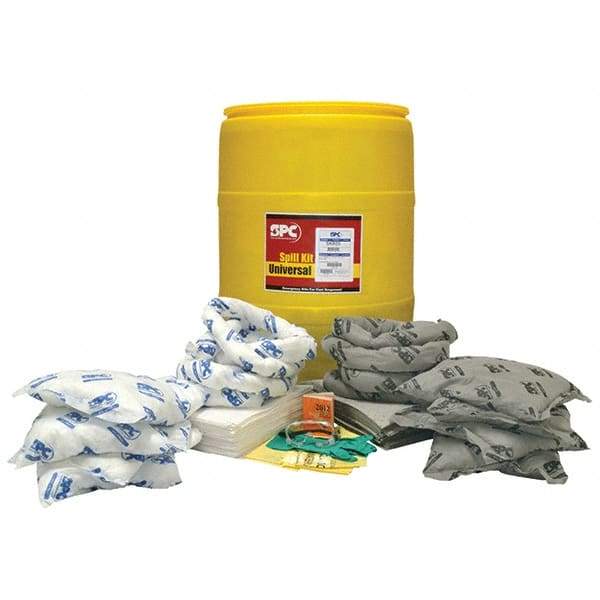 Brady SPC Sorbents - 38 Gal Capacity Oil Only & Universal Spill Kit - 55 Gal Polyethylene Drum - Makers Industrial Supply