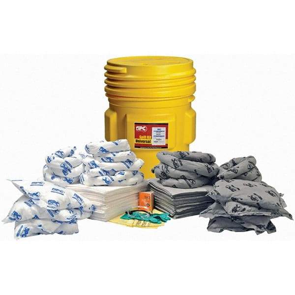 Brady SPC Sorbents - 65 Gal Capacity Oil Only & Universal Spill Kit - 65 Gal Polyethylene Drum - Makers Industrial Supply